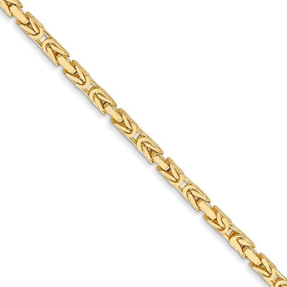 2mm, 14k Yellow Gold, Solid Byzantine Chain Necklace, 18 Inch - Picture 1 of 8